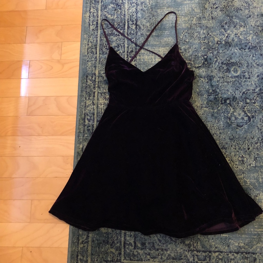 TOBI Velvet Deep Purple Mini Dress